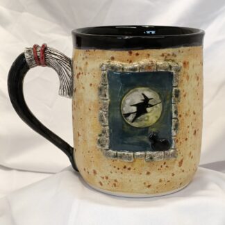 Hand thrown Mug Flying Witch No.2