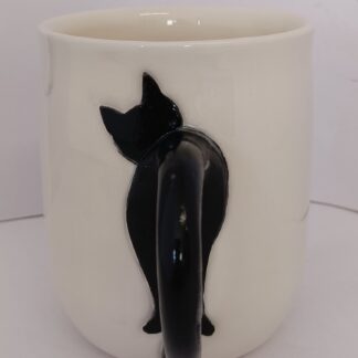 Hand thrown Black Cat Handle Mug No2