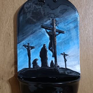 Hand Made Ceramic Holy Water font Crucifixion on Calvary #10